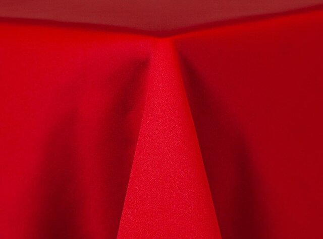 Red Lamour 120in Round Tablecloth Fits our 60in Round Tables to the floor