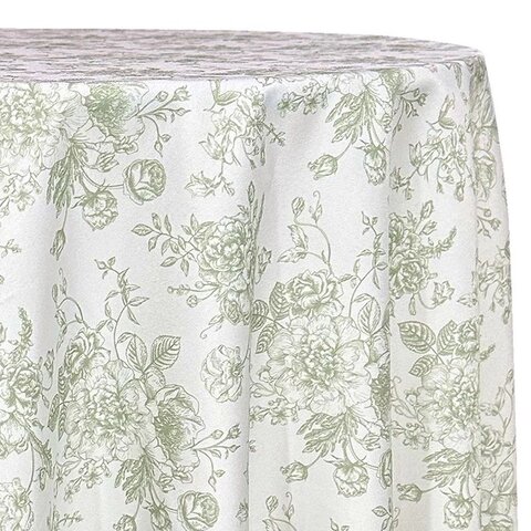 Linen - Sage French Toile 100x156in Tablecloth