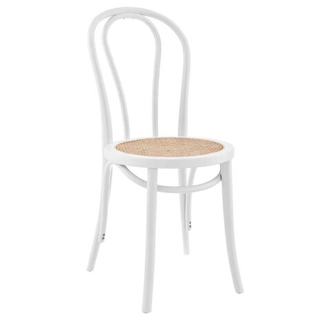White Bentwood Chair with Rattan Seat