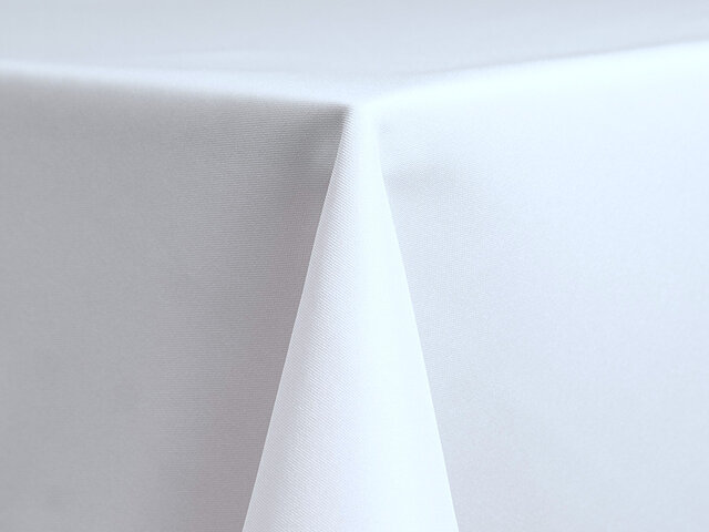 White Polyester 120in Round Tablecloth with hole Fits our 60in Round Tables with hole to the floor