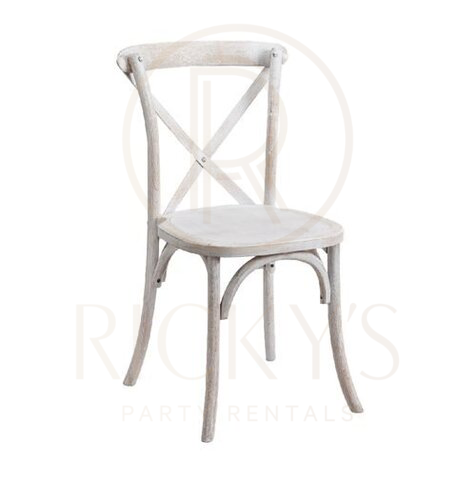 Chair - Whitewashed Cross Back Chair (With cushion)