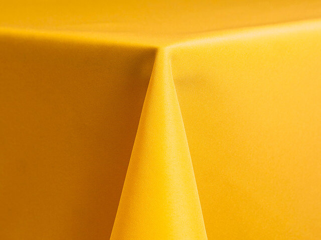 Yellow Polyester 108in Round Tablecloth Fits our 48in Round Tables to the floor