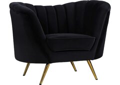 Black Velvet Stella Lounge Chair 44in Long, 32in High, 30in deep