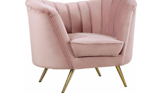 Blush Velvet Lounge Chair 44in Long, 32in High, 30in deep