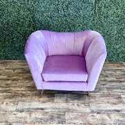 Lilac Velvet Stella Lounge Chair 44in Long, 32in High, 30in deep