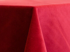 Red Velvet 120in Round Tablecloth  Fits our 60in Round Table too the floor