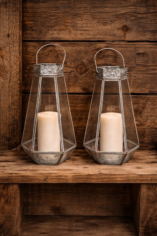 Geometric Glass Lanterns Set of Two