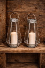 Geometric Glass Lanterns Set of Two