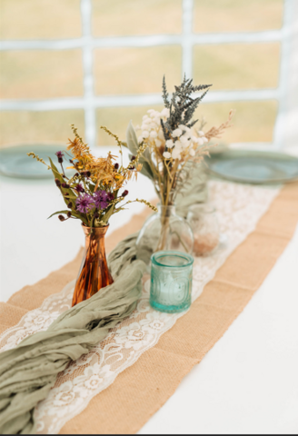 Sage Green Cheesecloth Table Runners
