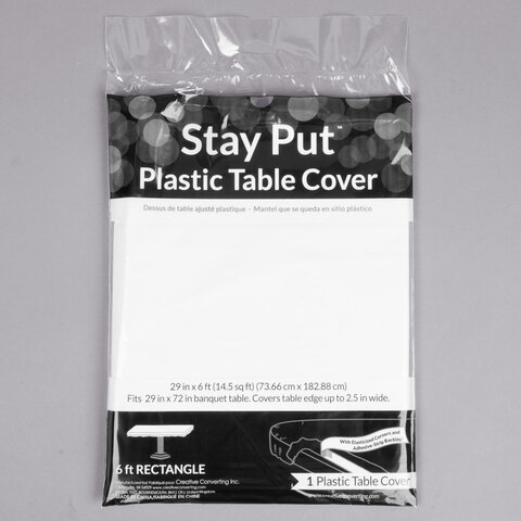 Stay Put 29 inch x 72 inch White Plastic Table Cover