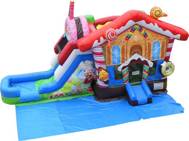 Candy Bounce House Double Lane Slide (Wet)
