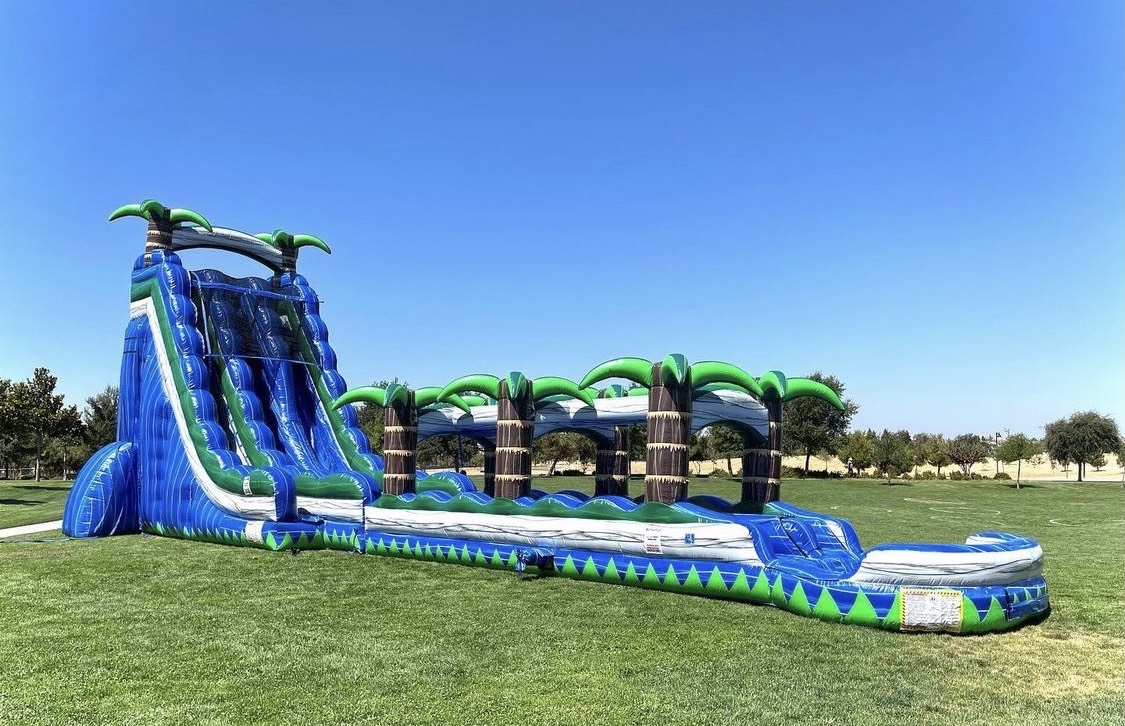 27 ft two lane Blue Crush water slide with Slip-N-Slide rental in Sacramento