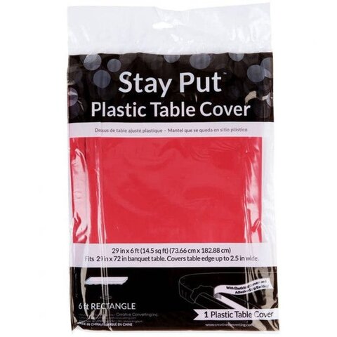 Stay Put 29 inch x 72 inch Red Plastic Table Cover