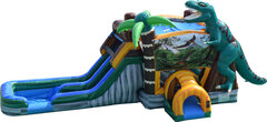 Dinosaur Bounce House with Double Lane Slide (Wet) -  New for 2022