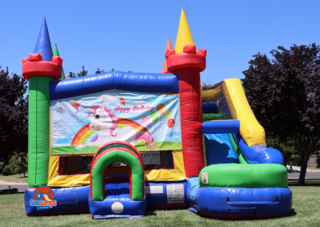 Unicorn Rainbow Party Jumper and Slide