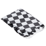 Stay Put 60" Round Black Check Disposable Table Cover