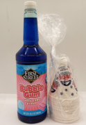 32 Oz Bottle- Bubble Gum Syrup and 25 Snow Cone Cups
