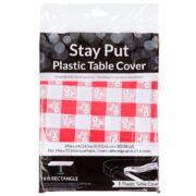 Stay Put 29" x 72" Red Gingham Plastic Table Cover