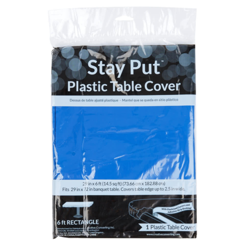 Stay Put 29 inch x 72 inch Royal Blue Plastic Table Cover