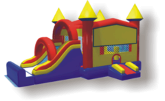 Standard Red - Yellow - Blue  Bounce House 5-1 Combo Dry Slide
