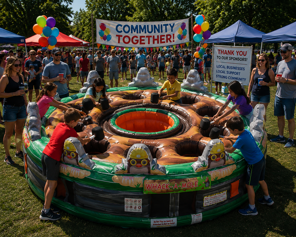 11 Person Whack-a-Mole rental Buda TX BISD Cougars school carnival Garlic Creek Whispering Hollow HOA Hays County Garlic Capital of Texas