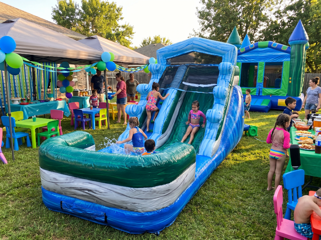 15ft Green Splash Water Slide rental Austin TX