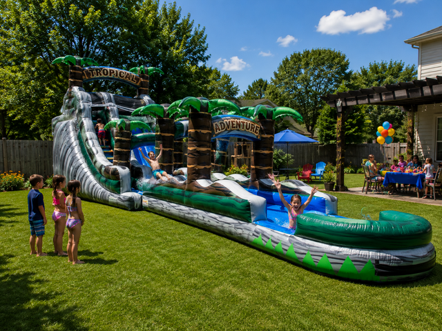 18ft Rocky Island Water Slide w/Slip N Slide rental Austin TX