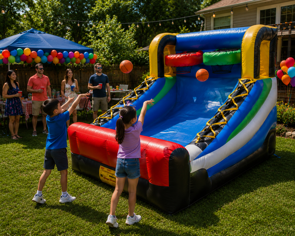2 Player Basketball Inflatable rental Buda TX BISD Cougars school carnival Garlic Creek Whispering Hollow HOA Hays County Garlic Capital of Texas