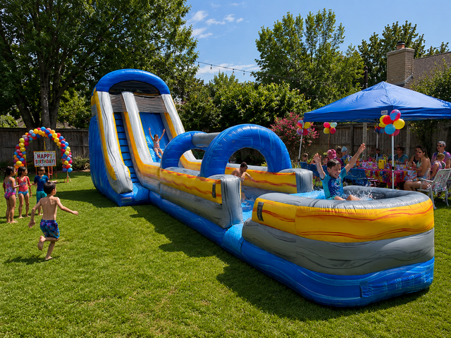 20ft Blue Crush Water Slide rental in Austin TX