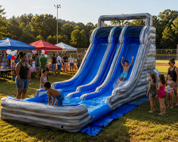 22FT Double Lane Big Blue Water Slide rental Austin TX