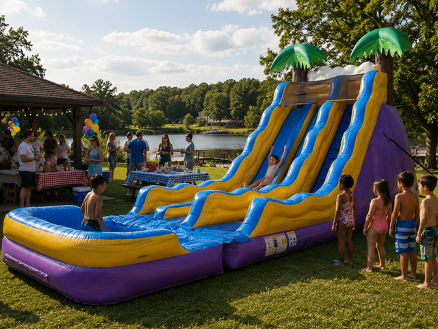 22ft Double Lane Tropical Blast Slide rental in Austin TX