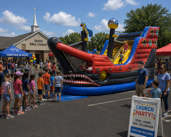 22ft Pirate Ship Dry Slide rental Buda TX BISD Cougars school carnival Garlic Creek Whispering Hollow HOA Hays County Garlic Capital of Texas