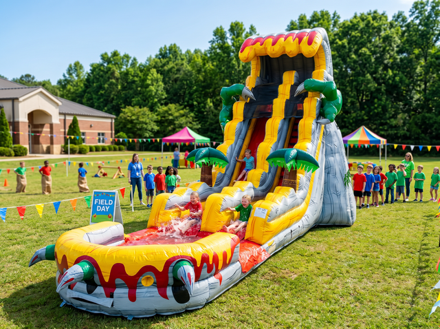 22ft Tall T Rex Water Slide w Pool rental Austin TX