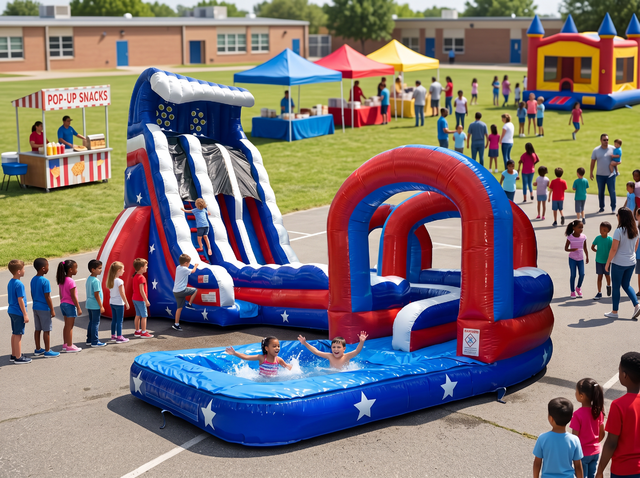 27ft Double Lane Patriot Water Slide rental Austin TX