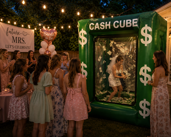 Cash Cube Inflatable rental Buda TX BISD Cougars school carnival Garlic Creek Whispering Hollow HOA Hays County Garlic Capital of Texas