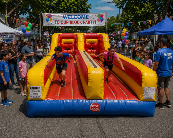 Double Lane Bungee Run rental Buda TX BISD Cougars school carnival Garlic Creek Whispering Hollow HOA Hays County Garlic Capital of Texas