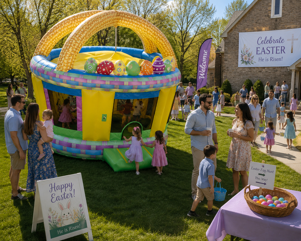 Easter Basket Bounce House rental Austin TX holiday themed inflatable Travis County