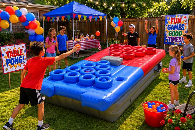 Inflatable Table Pong rental Kyle TX KISD Elks school carnival Plum Creek HOA Hays County
