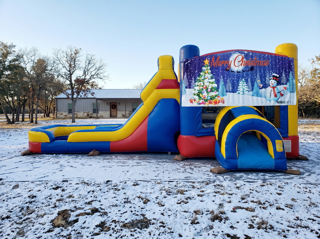 Happy Holidays Bounce House Combo rental Austin TX