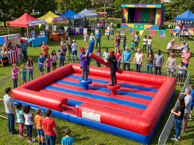 Red and Blue Jousting Arena rental Buda TX BISD Cougars school carnival Garlic Creek Whispering Hollow HOA Hays County Garlic Capital of Texas