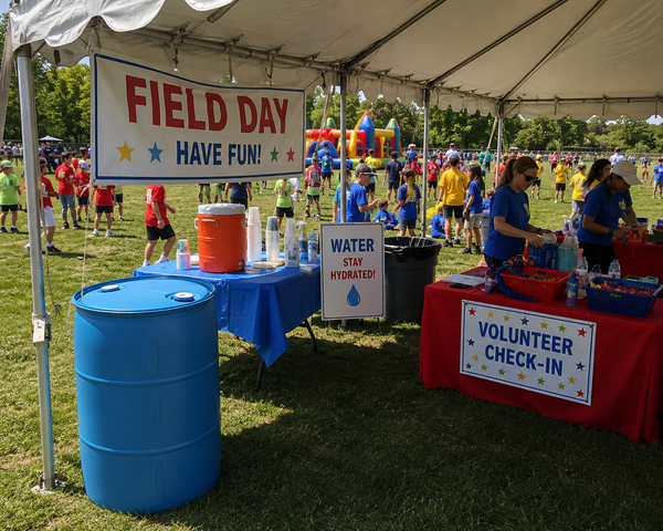 Tent Water Barrel anchor rental Jarrell TX IH-35 parking lot school courtyard north Williamson County