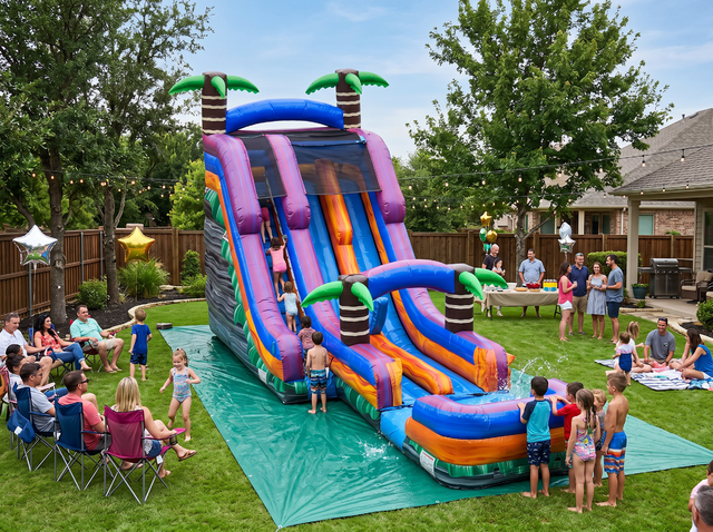 22ft double lane inflatable water slide rental in Central Texas