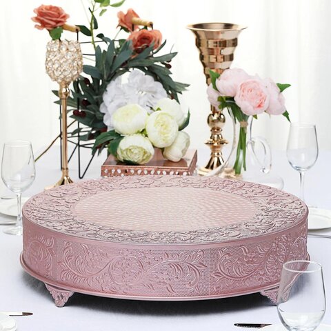  CAKE STAND 22in ROUND ROSE GOLD