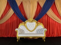 CAPRI ROYAL  LOVE SEAT  (GOLD AND WHITE)