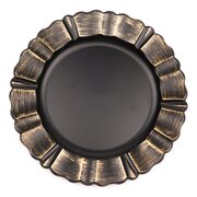 CHARGER PLATE ACRYLIC BRUSHED RIM MATTE (BLACK/GOLD)