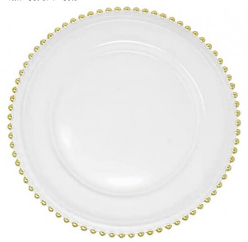 Gold Beaded Charger Plate (glass)