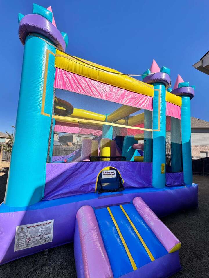 Princess obstacle course with slide from Sandi's Moonwalks.