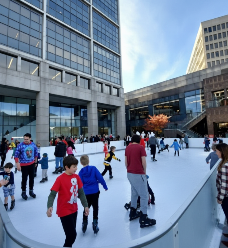 Mobile ice skating rink rental for an outdoor event from Sandi's Moonwalks.