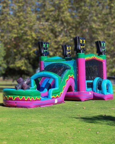 Level Up Dual Lane bounce house, slide. 