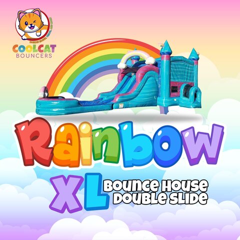 Rainbow 🌈 XL Bounce House double slide 